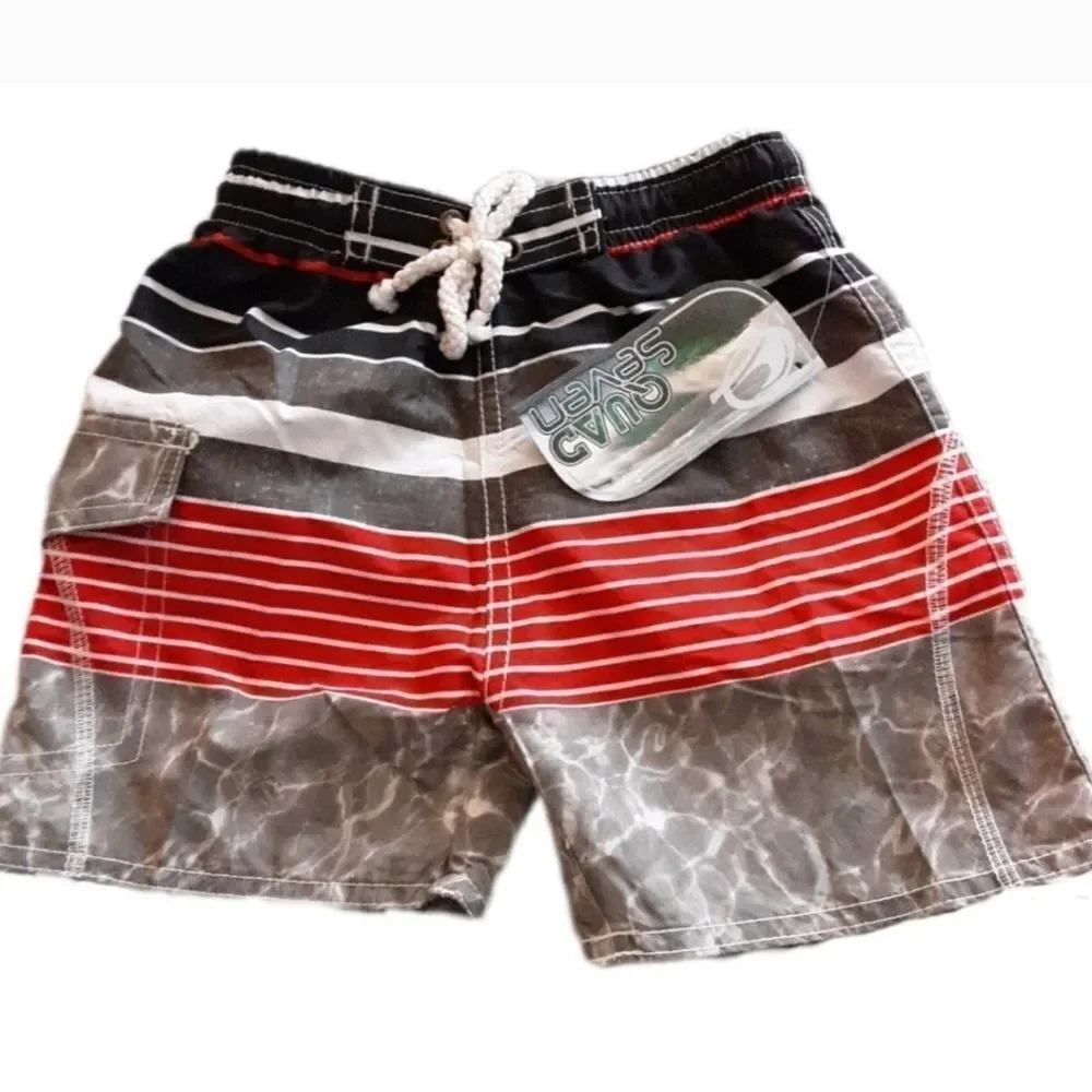 Quad Seven Swim Trunks Baby Colorblock Stripe Mesh Lining NWT Infant Siz…‎